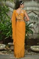 Lycra Saree in Mustard  with Embroidered