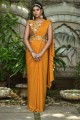 Lycra Saree in Mustard  with Embroidered