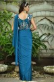Sky blue Saree in Lycra with Embroidered