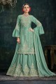 Sea green Wedding Lehenga Suit in Chinon chiffon with Embroidered