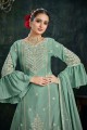 Sea green Wedding Lehenga Suit in Chinon chiffon with Embroidered