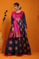 Multicolor Gown Dress in Silk with Weaving