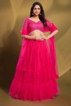 Party Lehenga Choli in Pink Soft net with Thread