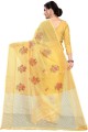 Weaving Saree in Yellow Net