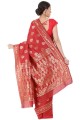 Saree Red in Weaving Silk