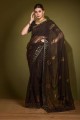 Printed Georgette Black Saree with Blouse