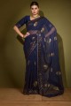 Saree in Georgette Blue with Printed