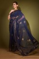 Saree in Georgette Blue with Printed