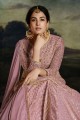 Net Pink Lehenga Suit in Embroidered