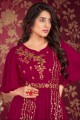 Magenta Gown Dress in Embroidered Georgette