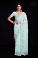 Blue Saree in Georgette with Sequins
