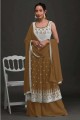 Georgette Palazzo Suit with Embroidered in Mustard