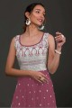 Mauve  Palazzo Suit with Embroidered Georgette
