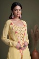 Palazzo Suit in Embroidered Yellow Georgette
