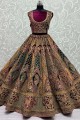 Multicolor Bridal Lehenga Choli with Embroidered Velvet