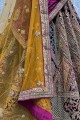 Multicolor Bridal Lehenga Choli with Embroidered Velvet