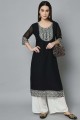 Black Palazzo Kurti with Embroidered Georgette