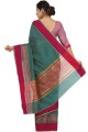 Coral pink Saree in Weaving Linen