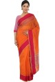 Silk Saree in Orange with Weaving