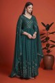 Georgette Gown Dress with Embroidered in Rama blue