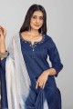 Salwar Kameez in Silk Blue with Weaving