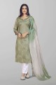 Mahendi  Salwar Kameez in Silk with Weaving