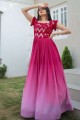 Pink Gown Dress in Batik with Embroidered