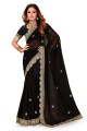 Georgette Embroidered Saree in Black with Blouse