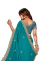 Embroidered Georgette Saree in Rama  with Blouse