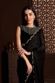 Black Wedding Saree with Stone Silk