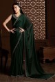 Stone Silk Wedding Saree in Green