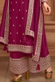 Georgette Pink Embroidered Palazzo Suit with Dupatta