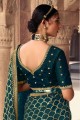 Teal  Organza Saree with Embroidered