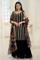 Black Georgette Embroidered Palazzo Suit with Dupatta