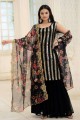 Black Georgette Embroidered Palazzo Suit with Dupatta