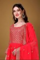 Magenta Gown Dress with Embroidered Georgette