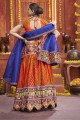 Orange Navratri Lehenga Choli in Mirror Cotton