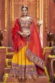 Yellow Navratri Lehenga Choli with Mirror Cotton