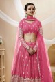 Georgette Diwali Lehenga Choli in Pink with Embroidered