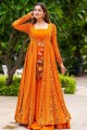 Bright orange  Georgette Digital print Indowestern  with Dupatta