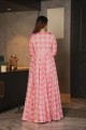 Barbie pink Georgette Digital print Palazzo Suit with Dupatta