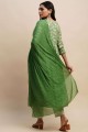Printed Green Cotton Anarkali Suit