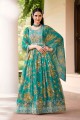 Anarkali Suit in Turquoise Georgette with Embroidered