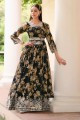 Anarkali Suit Georgette with Embroidered in Black