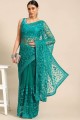 Sea green Net Party Wear Saree with Weaving