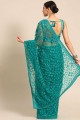 Sea green Net Party Wear Saree with Weaving