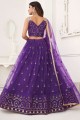 Net Wedding Lehenga Choli in Purple with Embroidered
