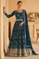 Embroidered Georgette Anarkali Suit in Teal