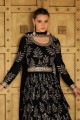 Georgette Black Anarkali Suit with Embroidered