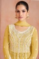 Georgette Yellow Anarkali Suit in Embroidered